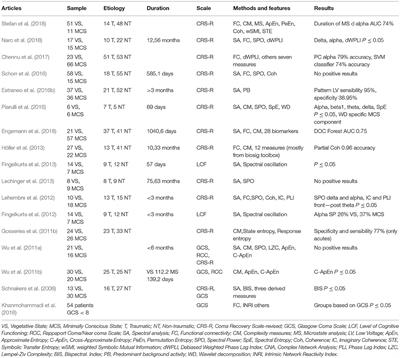 Computational Methods for Resting-State EEG of Patients With Disorders of Consciousness